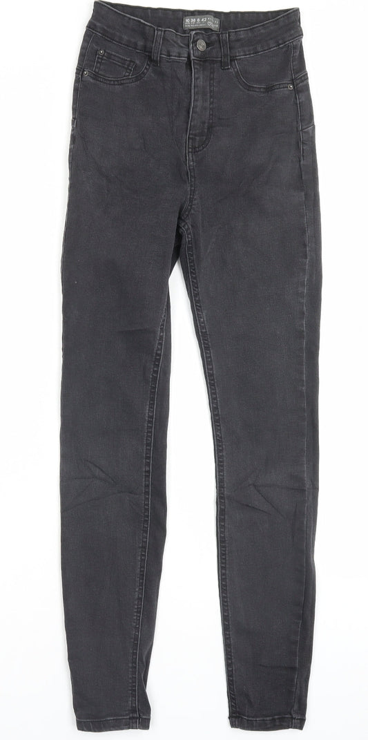 Denim & Co. Womens Black Cotton Skinny Jeans Size 10 L29 in Regular Button