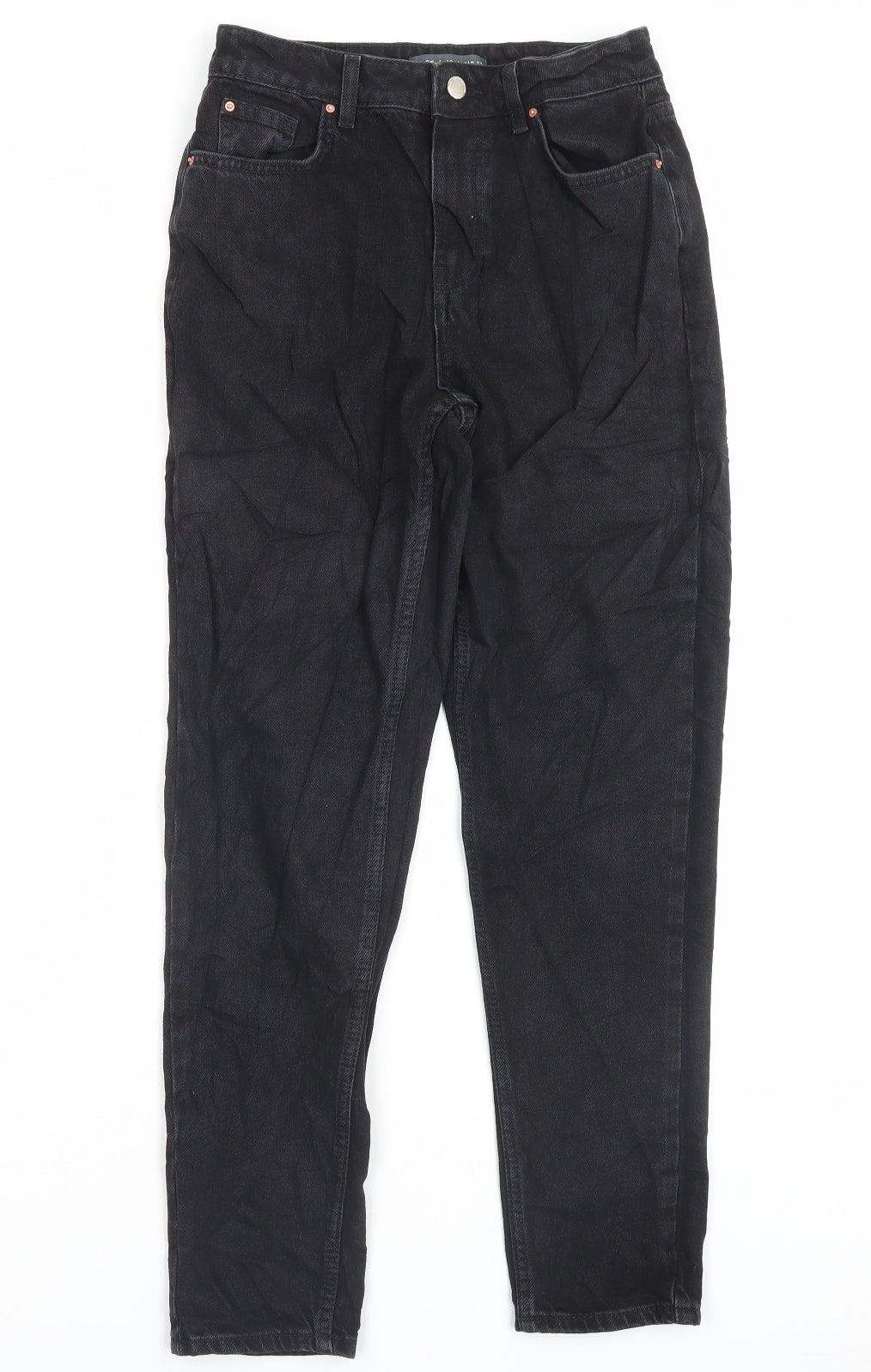 Denim & Co. Womens Black Cotton Straight Jeans Size 8 L27 in Regular Button