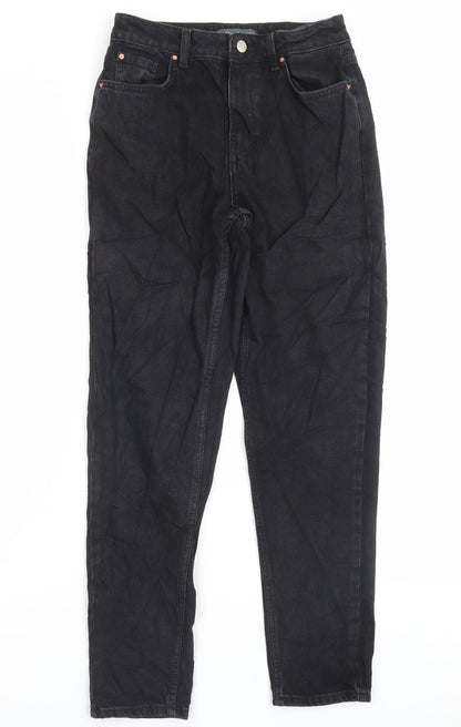 Denim & Co. Womens Black Cotton Straight Jeans Size 8 L27 in Regular Button