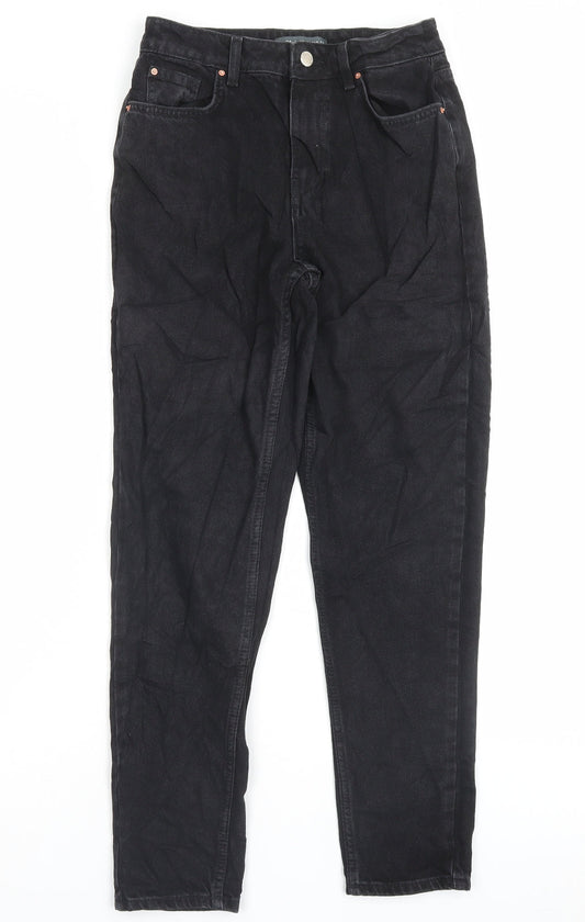 Denim & Co. Womens Black Cotton Straight Jeans Size 8 L27 in Regular Button