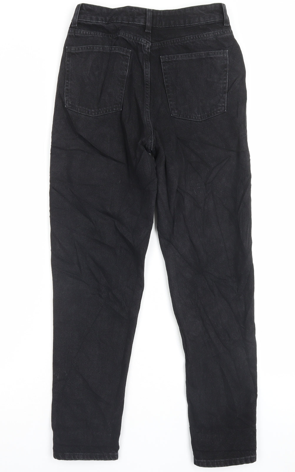 Denim & Co. Womens Black Cotton Straight Jeans Size 8 L27 in Regular Button