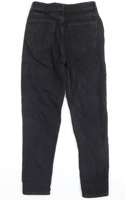 Denim & Co. Womens Black Cotton Straight Jeans Size 8 L27 in Regular Button