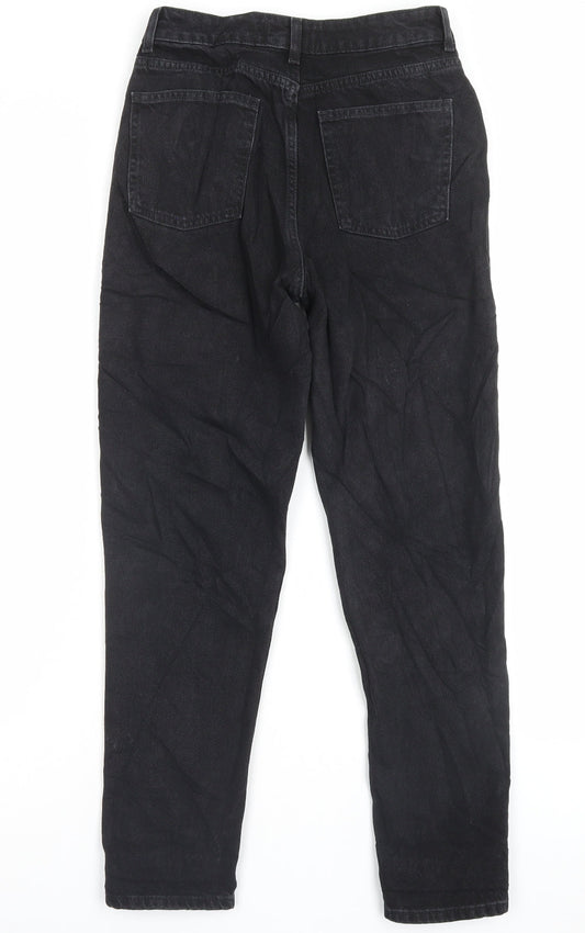 Denim & Co. Womens Black Cotton Straight Jeans Size 8 L27 in Regular Button