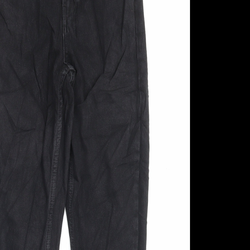 Denim & Co. Womens Black Cotton Straight Jeans Size 8 L27 in Regular Button