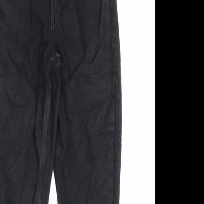 Denim & Co. Womens Black Cotton Straight Jeans Size 8 L27 in Regular Button