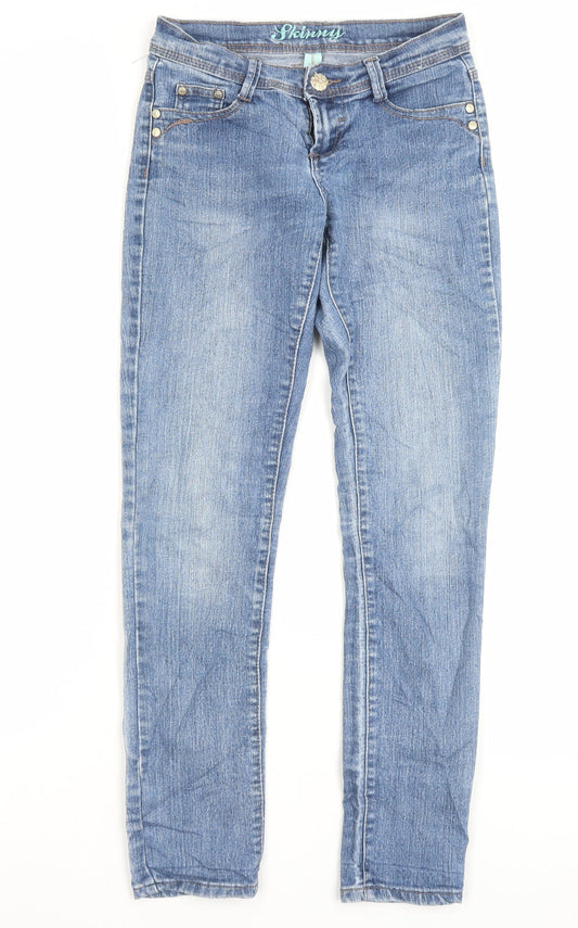 Denim&co Womens Blue Cotton Skinny Jeans Size 6 L29 in Regular Button