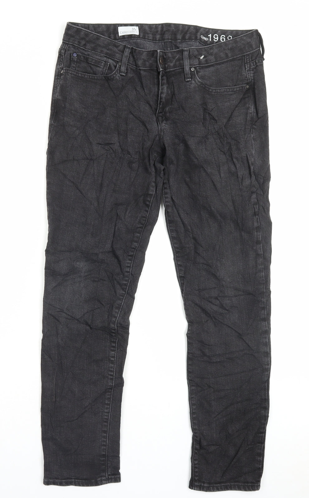 Gap Mens Black Cotton Straight Jeans Size 31 in L29 in Regular Button - Short Leg