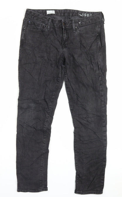 Gap Mens Black Cotton Straight Jeans Size 31 in L29 in Regular Button - Short Leg