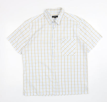 Mens UK Size L NEXT White  Button-Up Short Sleeve Casual Shirt
