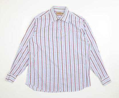 Mens UK Size L Marks and Spencer Blue  Button-Up Long Sleeve Casual Shirt