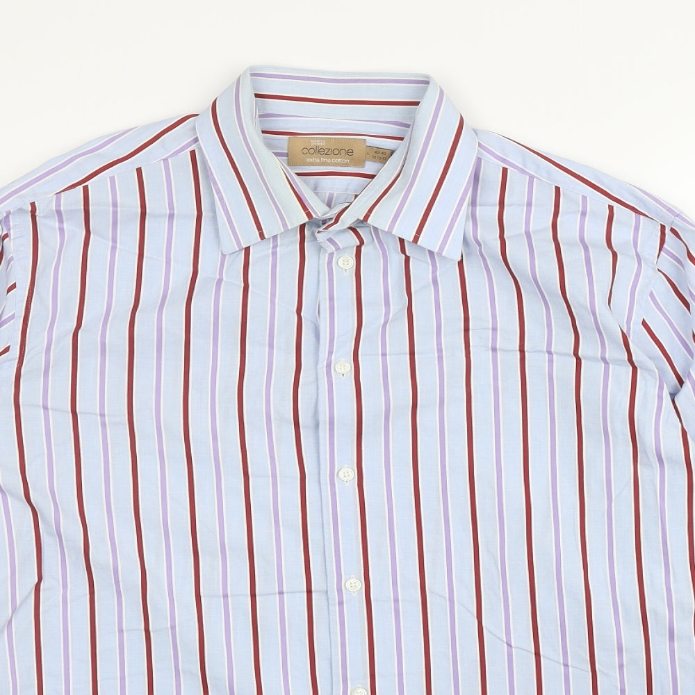 Mens UK Size L Marks and Spencer Blue  Button-Up Long Sleeve Casual Shirt