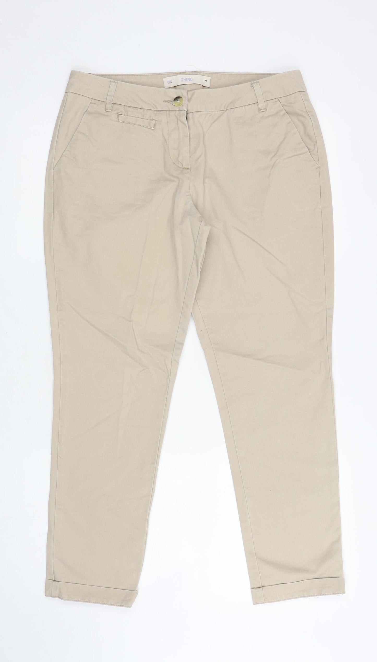 Womens UK Size 12 NEXT Regular Fit Chino Beige Trousers