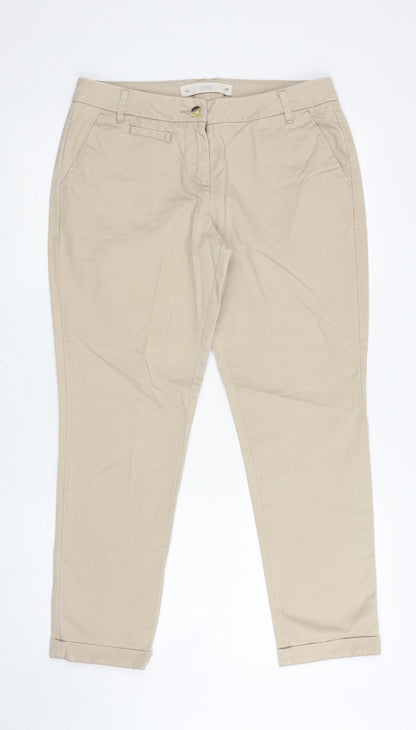 Womens UK Size 12 NEXT Regular Fit Chino Beige Trousers