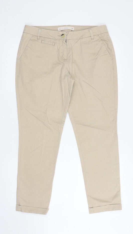 Womens UK Size 12 NEXT Regular Fit Chino Beige Trousers