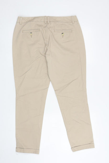 Womens UK Size 12 NEXT Regular Fit Chino Beige Trousers