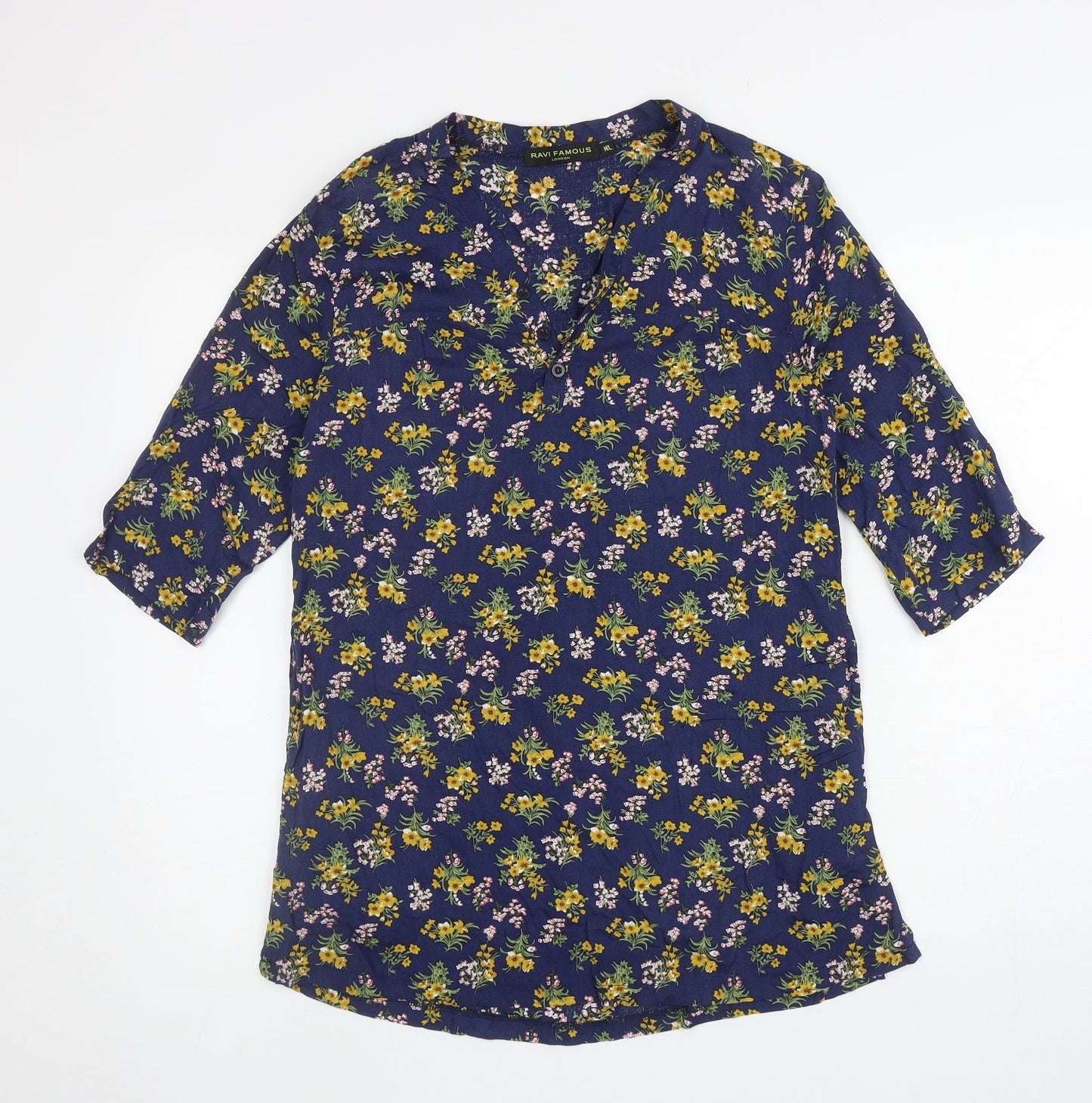 Womens UK Size M Ravi Famous Blue Tunic T-Shirt