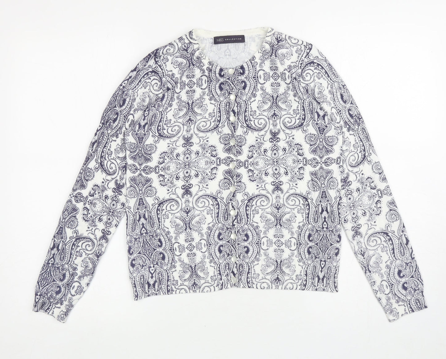 Womens UK Size 12 Marks and Spencer White Cardigan Jumper