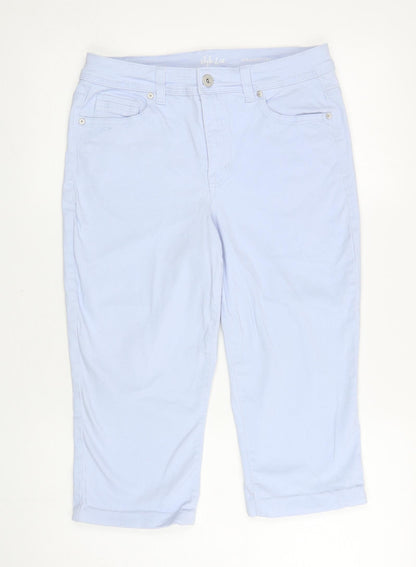 Style & Co Womens Blue Cotton Cropped Trousers Size 8 L20 in Regular Zip