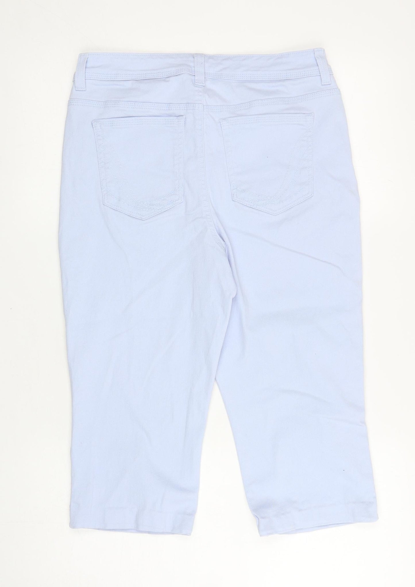 Style & Co Womens Blue Cotton Cropped Trousers Size 8 L20 in Regular Zip