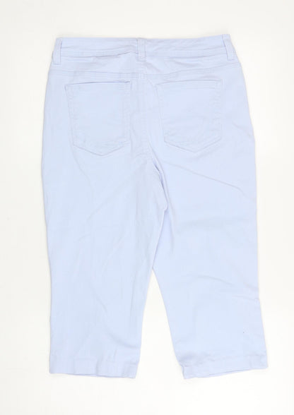 Style & Co Womens Blue Cotton Cropped Trousers Size 8 L20 in Regular Zip
