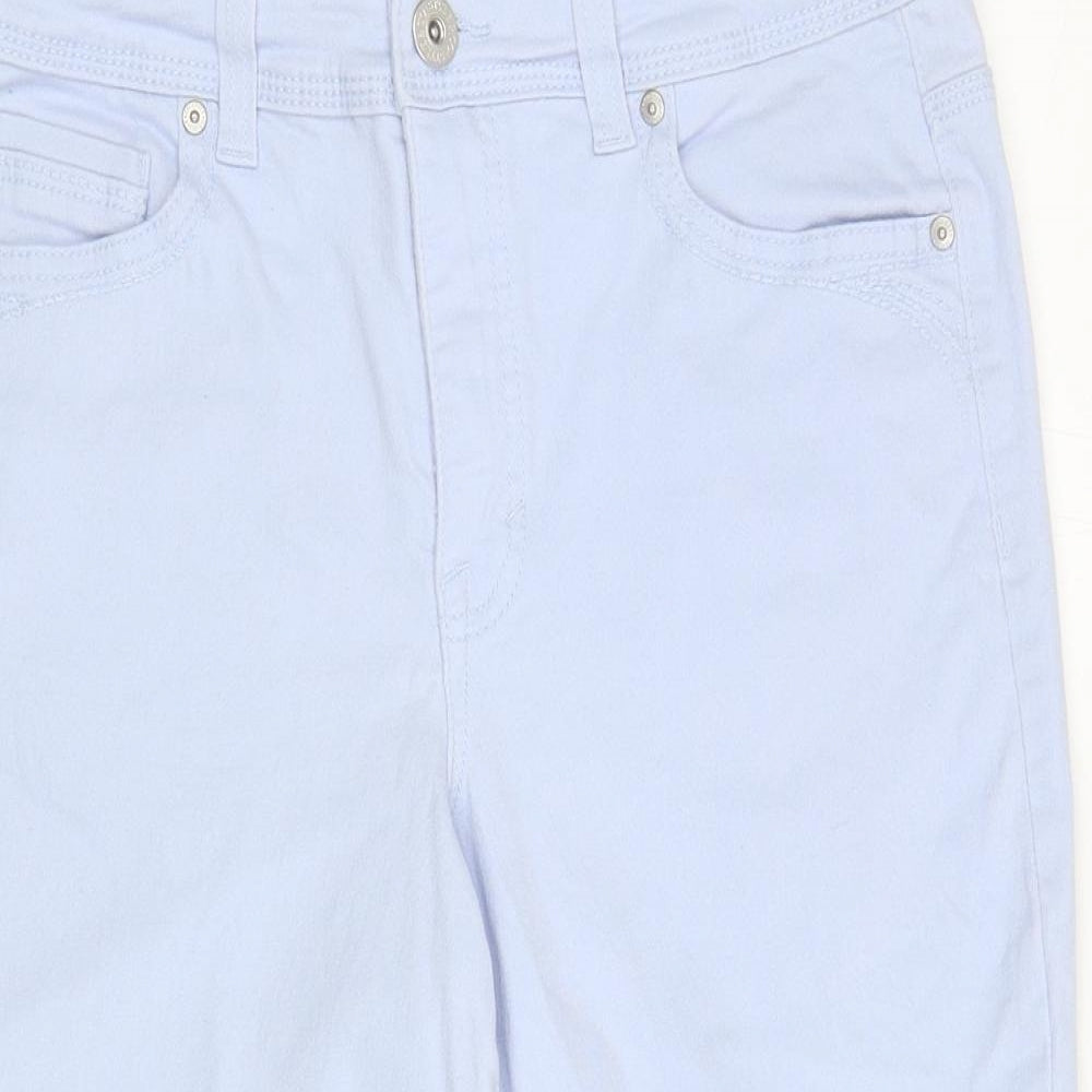 Style & Co Womens Blue Cotton Cropped Trousers Size 8 L20 in Regular Zip