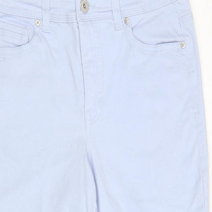 Style & Co Womens Blue Cotton Cropped Trousers Size 8 L20 in Regular Zip