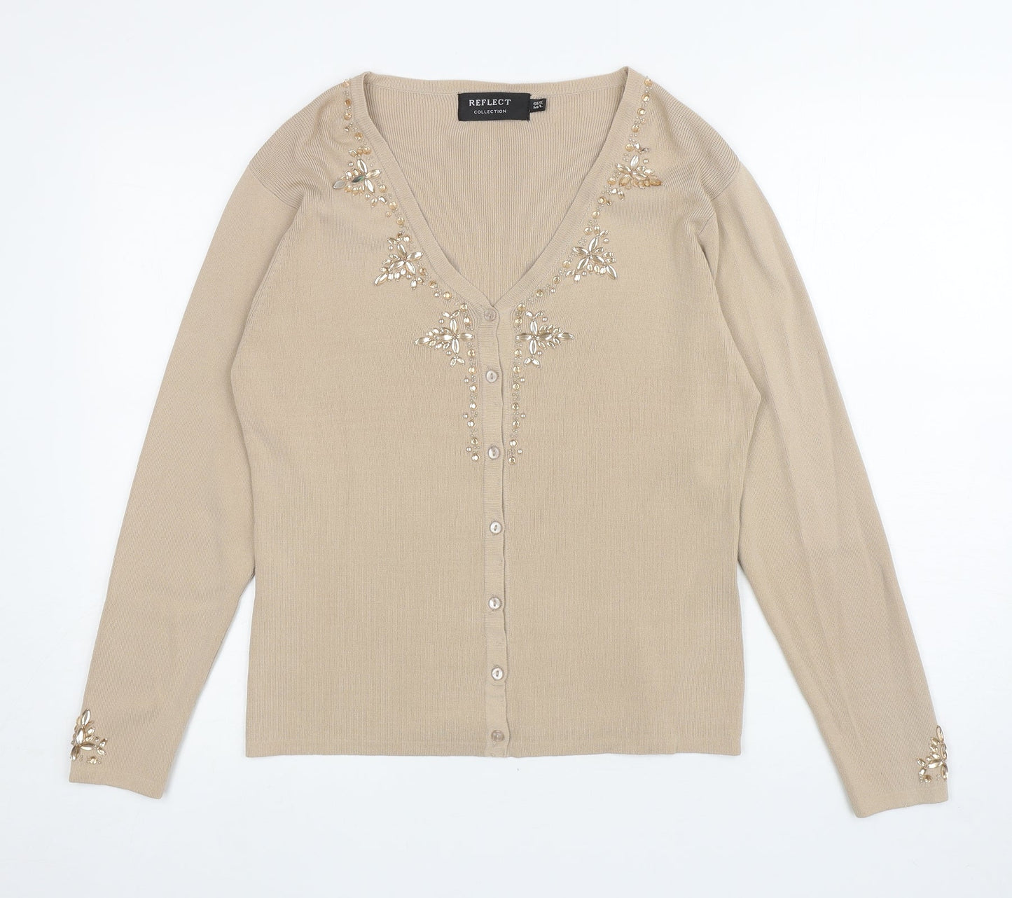 Womens UK Size M Reflect Beige Cardigan Jumper