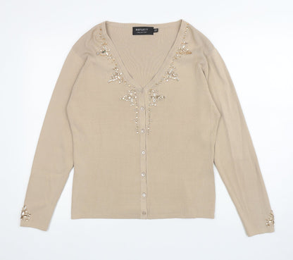 Womens UK Size M Reflect Beige Cardigan Jumper