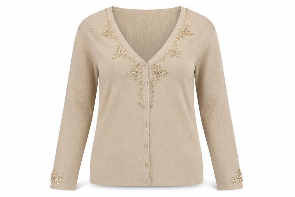 Womens UK Size M Reflect Beige Cardigan Jumper
