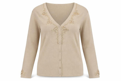 Womens UK Size M Reflect Beige Cardigan Jumper