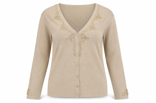 Womens UK Size M Reflect Beige Cardigan Jumper