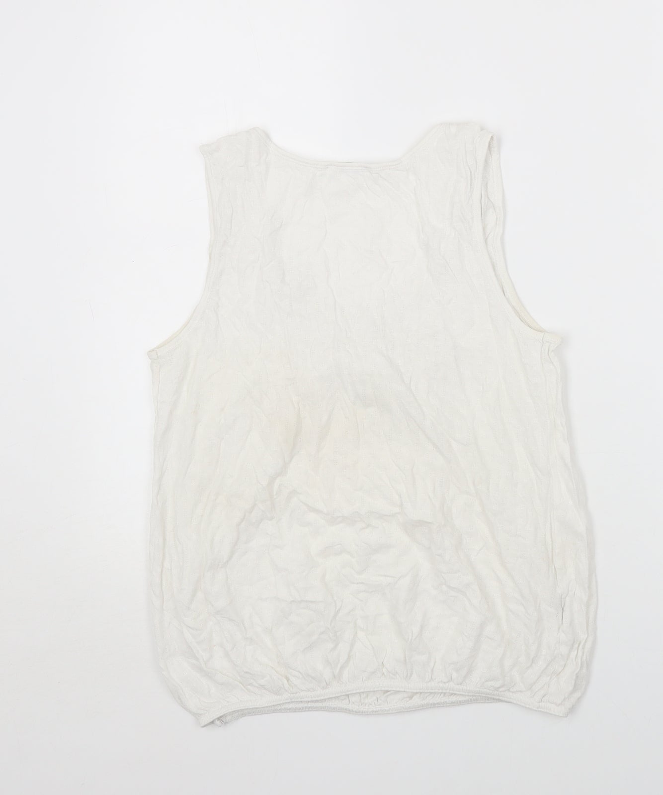 Promod Womens White Cotton Jersey Tank Size M Scoop Neck