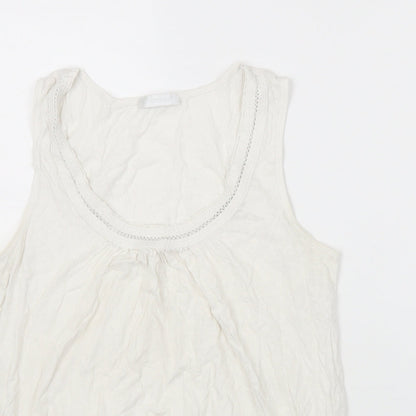 Promod Womens White Cotton Jersey Tank Size M Scoop Neck