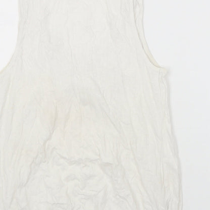 Promod Womens White Cotton Jersey Tank Size M Scoop Neck