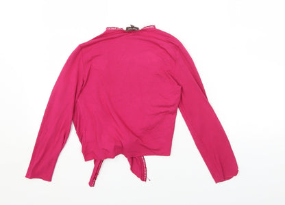 Womens UK Size 8 Phase Eight Pink Cropped Blouse