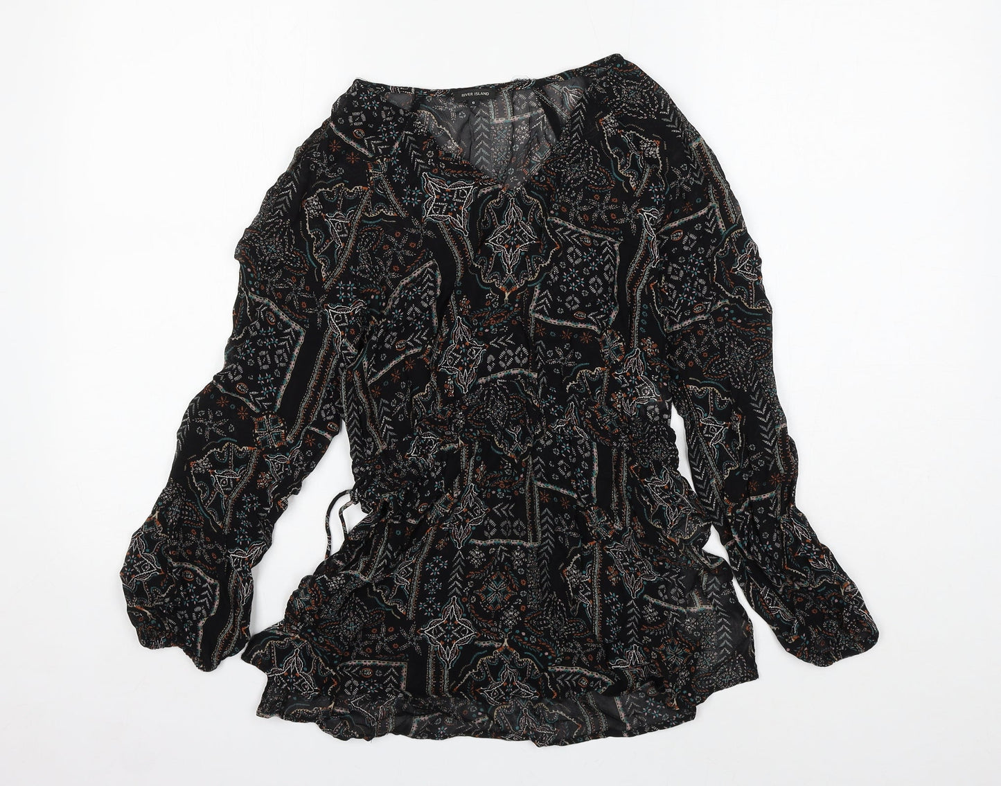 Womens UK Size 6 River Island Black Basic Blouse
