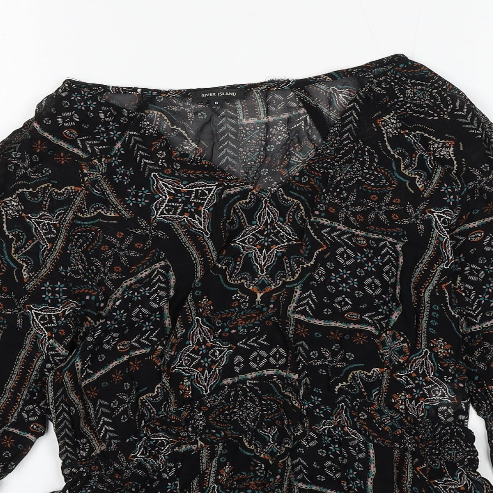 Womens UK Size 6 River Island Black Basic Blouse