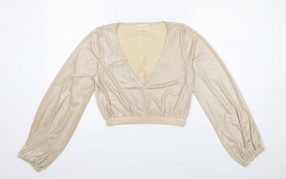 Womens UK Size 12 Club London Gold Cropped Blouse