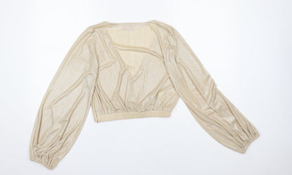Womens UK Size 12 Club London Gold Cropped Blouse