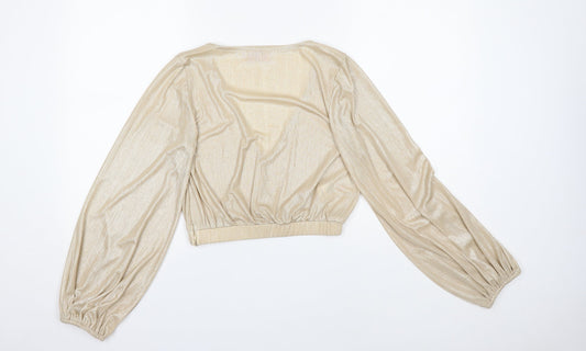 Womens UK Size 12 Club London Gold Cropped Blouse