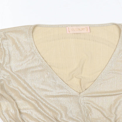 Womens UK Size 12 Club London Gold Cropped Blouse