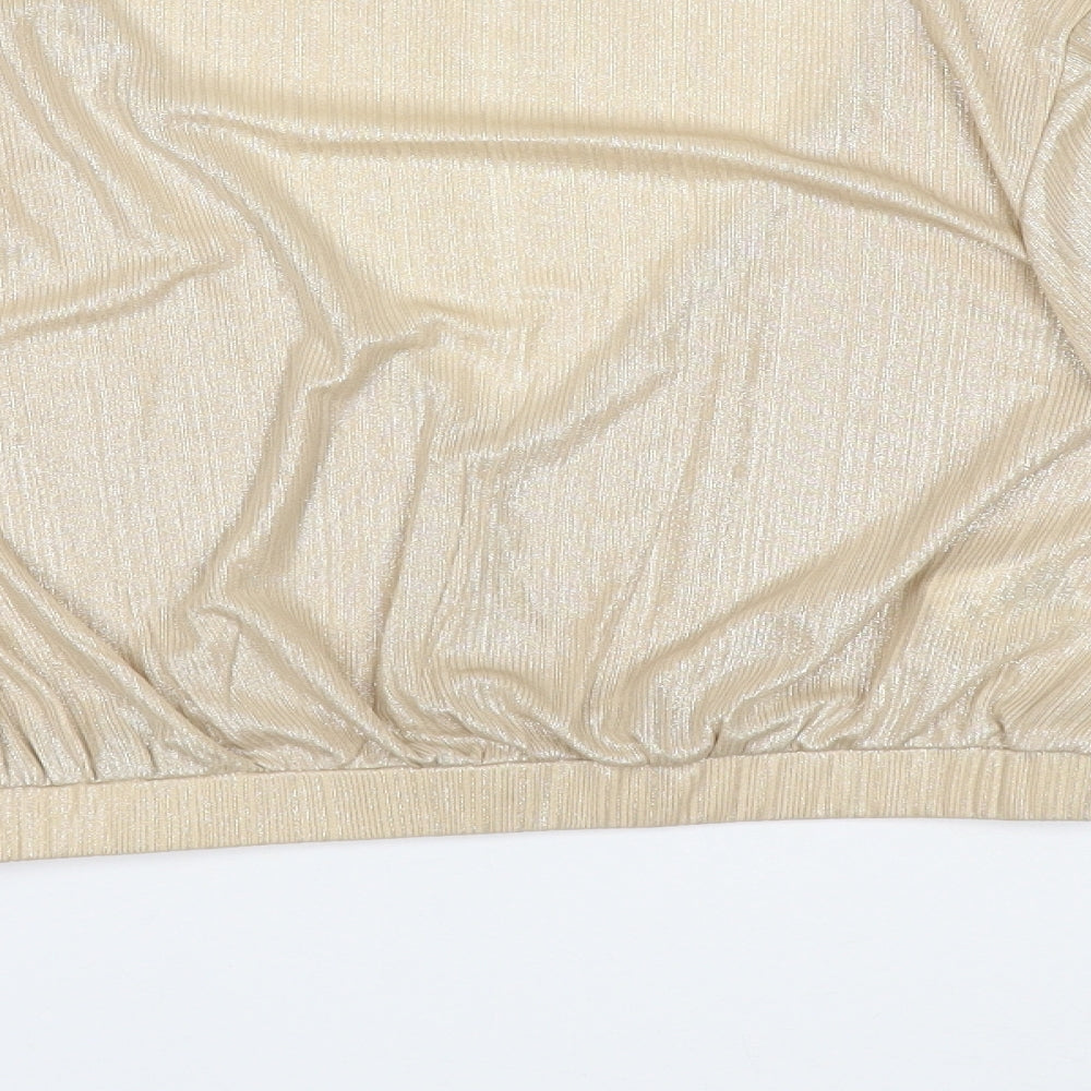 Womens UK Size 12 Club London Gold Cropped Blouse