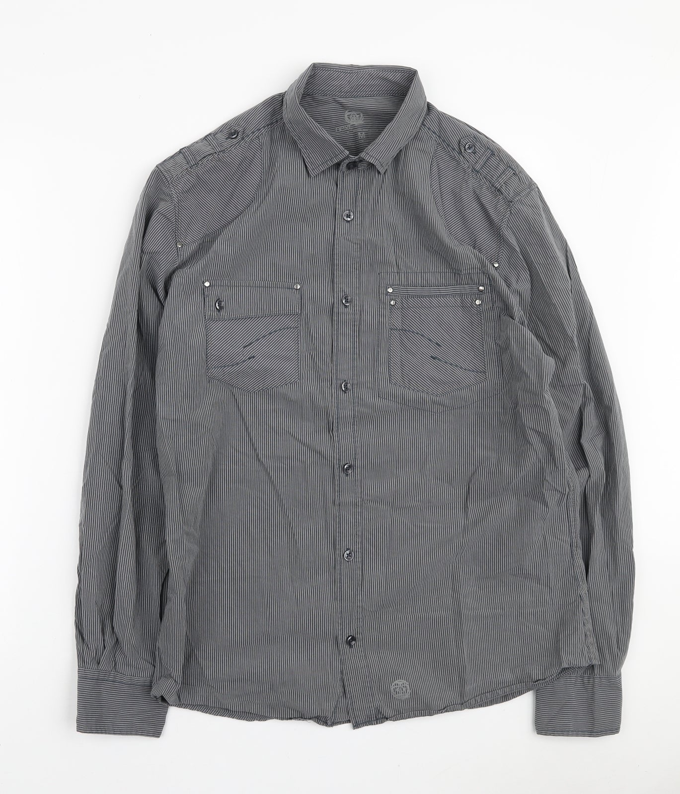 Mens UK Size M NEXT Grey  Button-Up Long Sleeve Casual Shirt