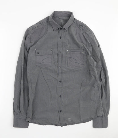 Mens UK Size M NEXT Grey  Button-Up Long Sleeve Casual Shirt