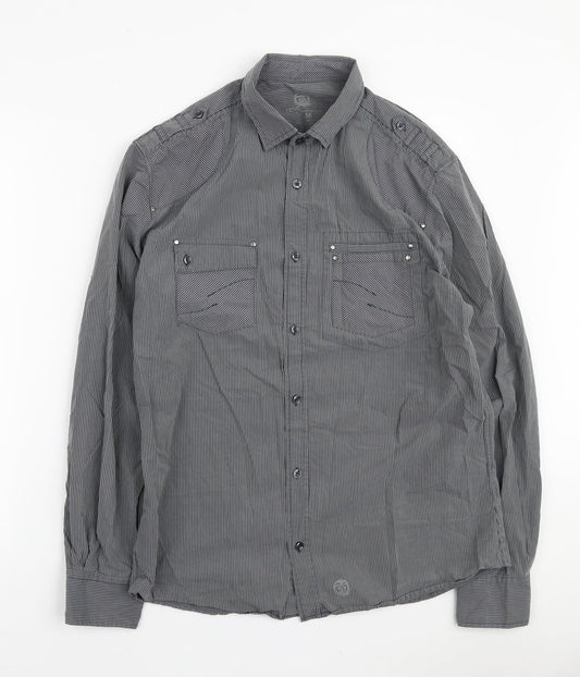 Mens UK Size M NEXT Grey  Button-Up Long Sleeve Casual Shirt