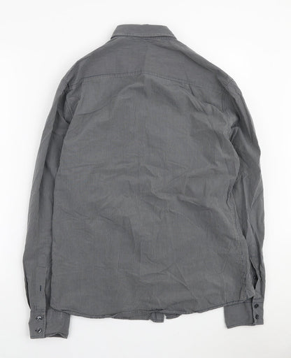 Mens UK Size M NEXT Grey  Button-Up Long Sleeve Casual Shirt