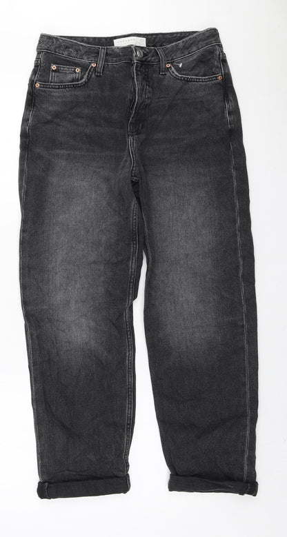 Topshop Womens Black Cotton Mom Jeans Size 25 in L32 in Regular Zip