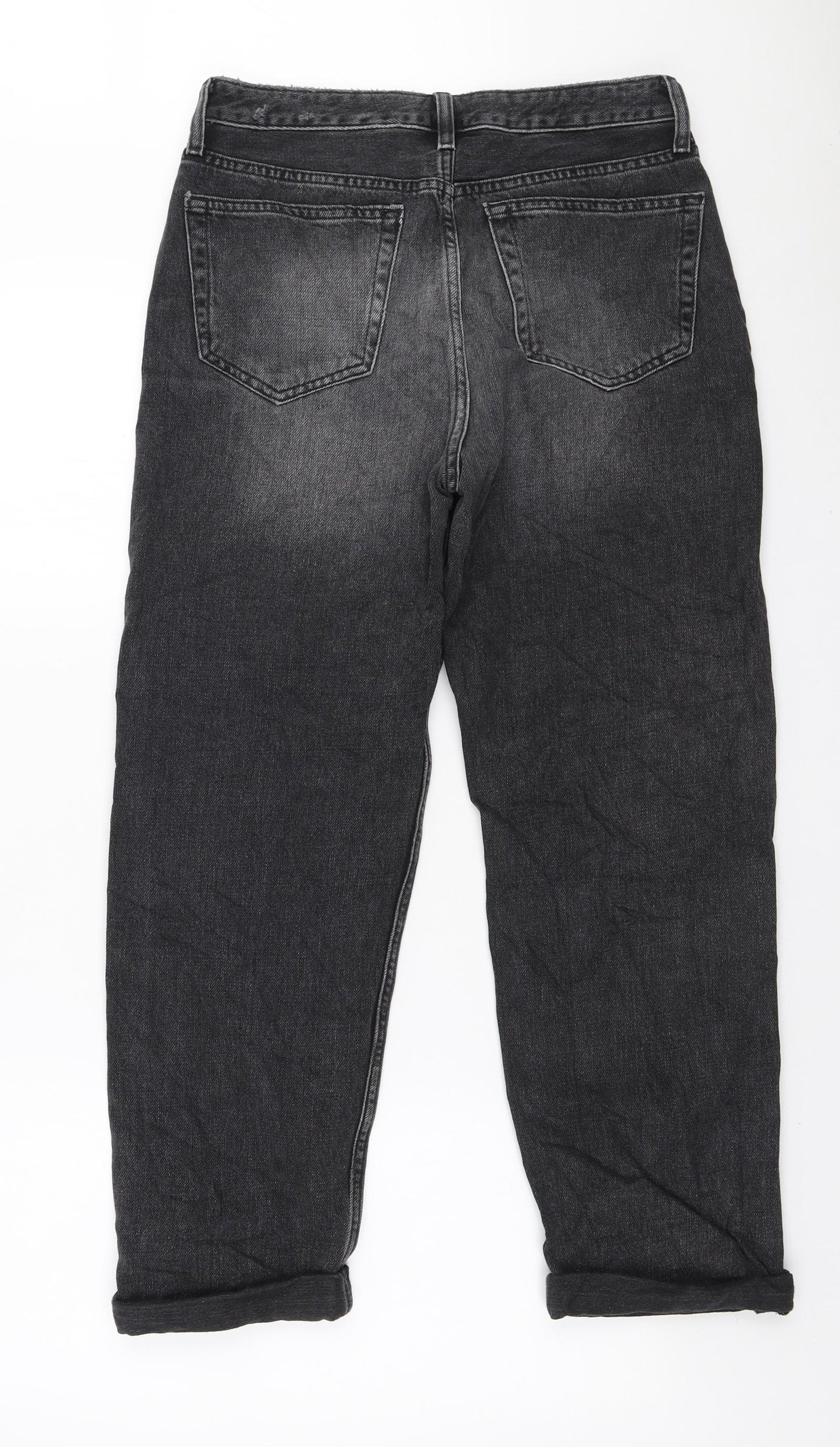 Topshop Womens Black Cotton Mom Jeans Size 25 in L32 in Regular Zip