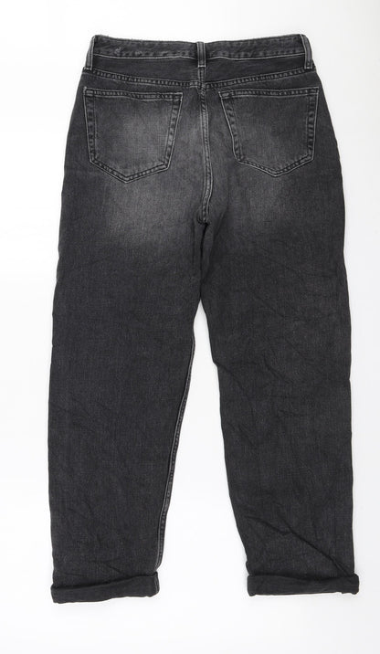 Topshop Womens Black Cotton Mom Jeans Size 25 in L32 in Regular Zip