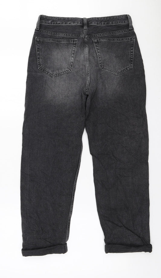 Topshop Womens Black Cotton Mom Jeans Size 25 in L32 in Regular Zip